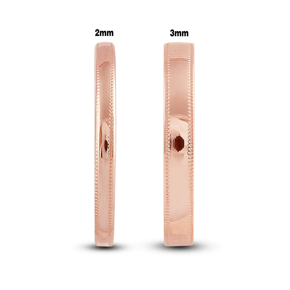 Women's Milgrain Medium Dome Comfort Fit Band with 18KT Rose Gold / 3 Cut Diamond in 14KT Rose Gold / 3 view 5
