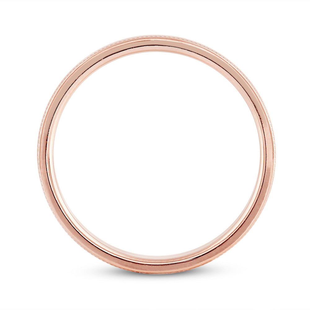 Women's Milgrain Medium Dome Comfort Fit Band with 18KT Rose Gold / 3 Cut Diamond in 14KT Rose Gold / 3 view 4
