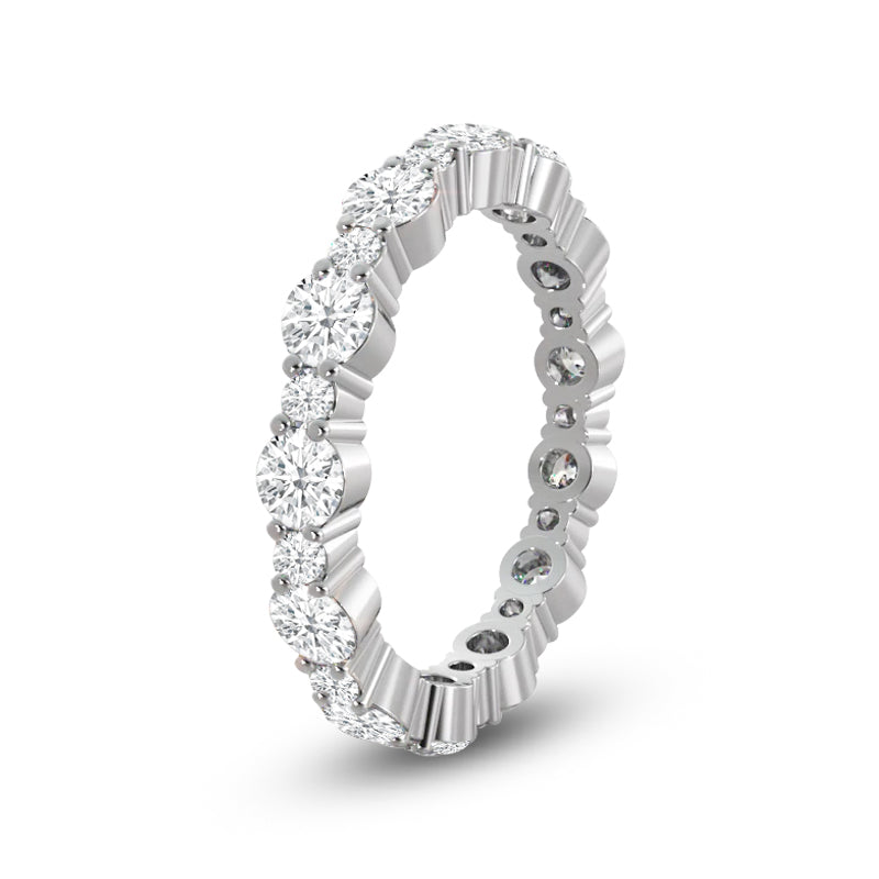 Alternating Round Diamond Eternity Ring with Platinum / Lab / 2 3/8 Cut Diamond in 14KT Platinum / Lab / 2 3/8 view 2
