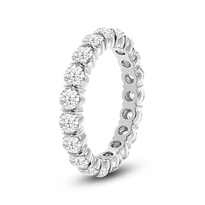 Bar Set Round Diamond Eternity Ring (E+ VS+) Size 5.5 with Platinum / Lab / 2 1/3 Cut Diamond in 14KT Platinum / Lab / 2 1/3 view 2

