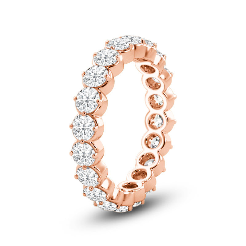 Scalloped Compass Prong Diamond Eternity Ring (E+ VS+) with 18KT Rose Gold / Lab / 2 1/3 Cut Diamond in 14KT Rose Gold / Lab / 2 1/3 view 2

