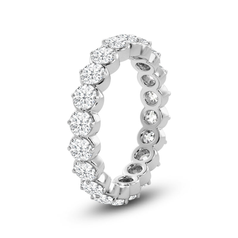 Scalloped Compass Prong Diamond Eternity Ring (E+ VS+) with Platinum / Lab / 4 Cut Diamond in 14KT Platinum / Lab / 4 view 2

