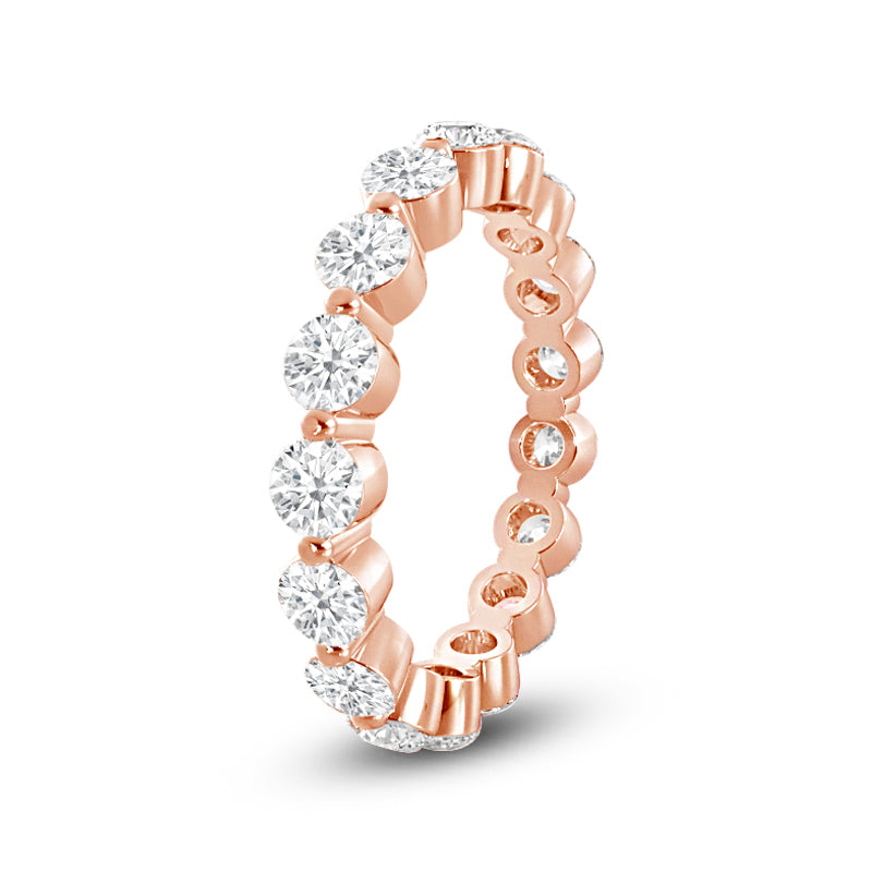 Scalloped Single Prong Round Diamond Eternity Ring with 18KT Rose Gold / Lab / 1 1/6 Cut Diamond in 14KT Rose Gold / Lab / 1 1/6 view 2
