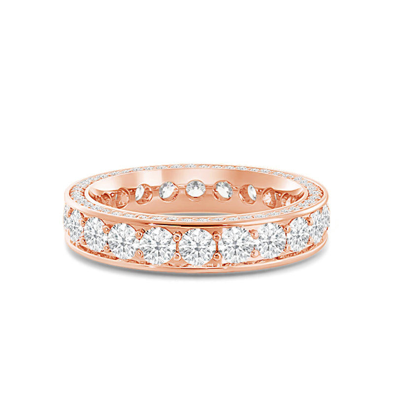 Pave Sides Round Diamond Eternity Ring with 18KT Rose Gold / Lab / 1 3/4 Cut Diamond in 14KT Rose Gold / Lab / 1 3/4 view 1
