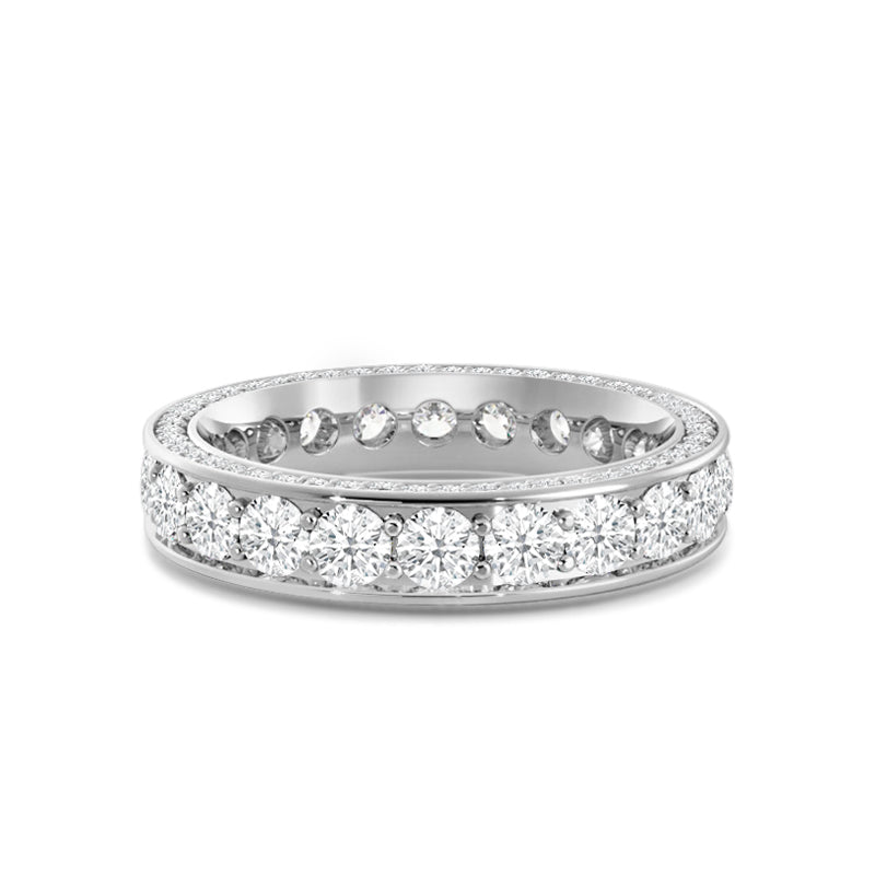 Pave Sides Round Diamond Eternity Ring with Platinum / Lab / 1 3/4 Cut Diamond in 14KT Platinum / Lab / 1 3/4 view 1
