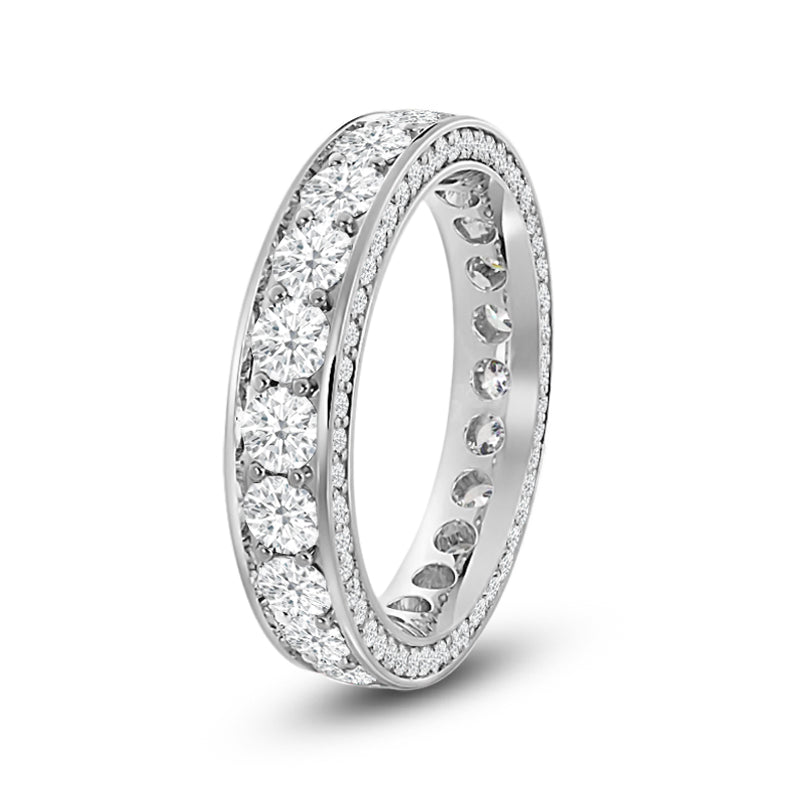 Pave Sides Round Diamond Eternity Ring with Platinum / Lab / 1 3/4 Cut Diamond in 14KT Platinum / Lab / 1 3/4 view 2
