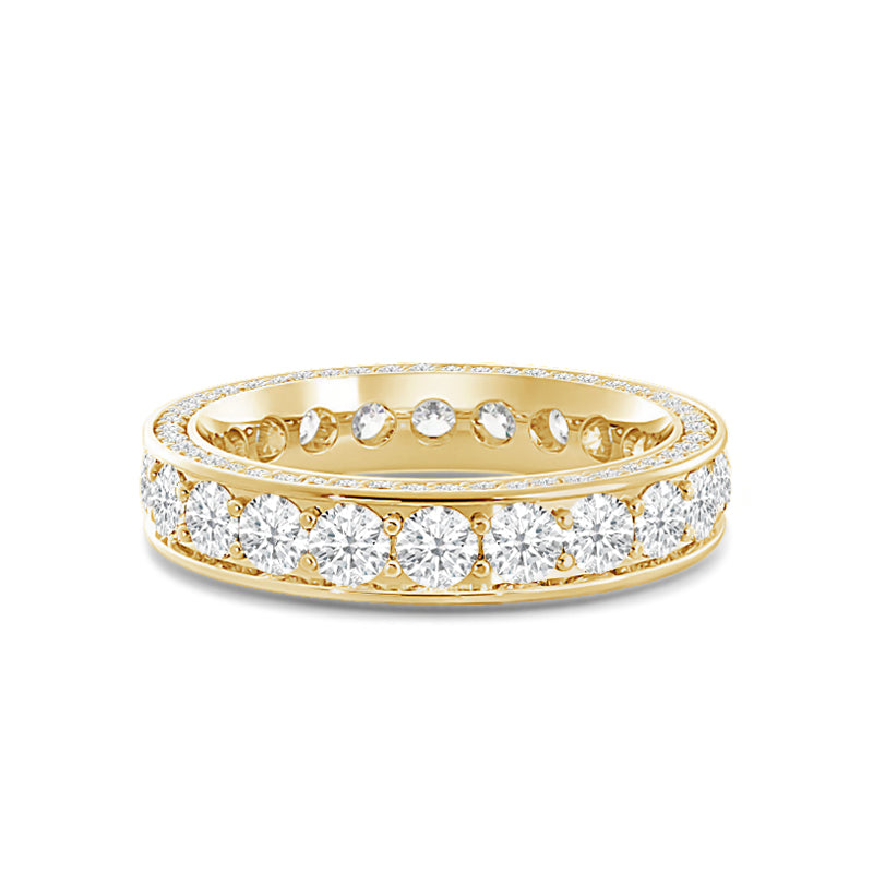 Pave Sides Round Diamond Eternity Ring with 18KT Yellow Gold / Lab / 1 3/4 Cut Diamond in 14KT Yellow Gold / Lab / 1 3/4 view 1
