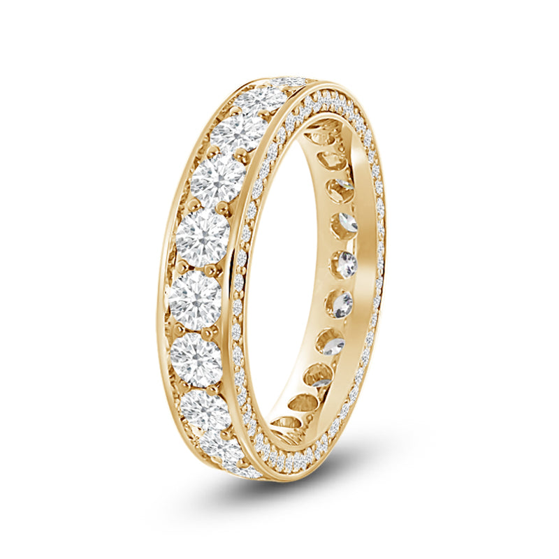 Pave Sides Round Diamond Eternity Ring with 18KT Yellow Gold / Lab / 1 3/4 Cut Diamond in 14KT Yellow Gold / Lab / 1 3/4 view 2
