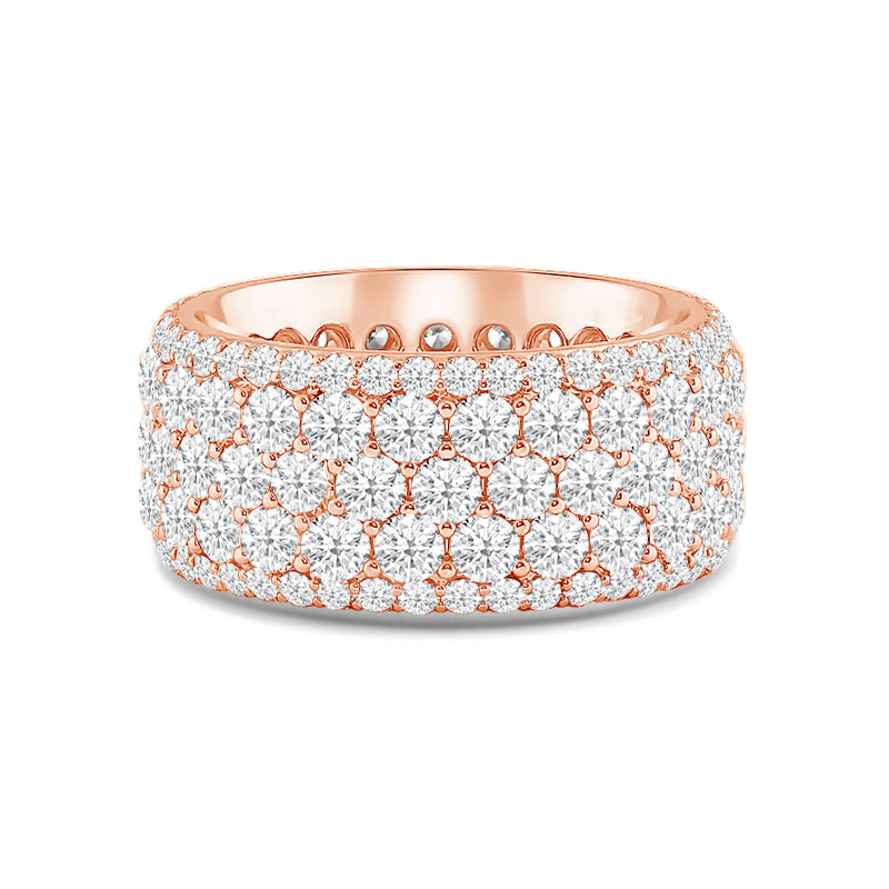 Full Pave Five-Row Diamond Wide Eternity Ring (E+ VS+) with 18KT Rose Gold / Lab / 5 3/8 Cut Diamond in 14KT Rose Gold / Lab / 5 3/8 view 1
