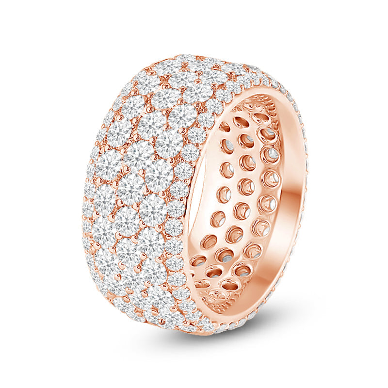 Full Pave Five-Row Diamond Wide Eternity Ring (E+ VS+) with 18KT Rose Gold / Lab / 5 3/8 Cut Diamond in 14KT Rose Gold / Lab / 5 3/8 view 2
