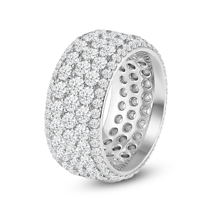Full Pave Five-Row Diamond Wide Eternity Ring (E+ VS+) with Platinum / Lab / 5 3/8 Cut Diamond in 14KT Platinum / Lab / 5 3/8 view 2
