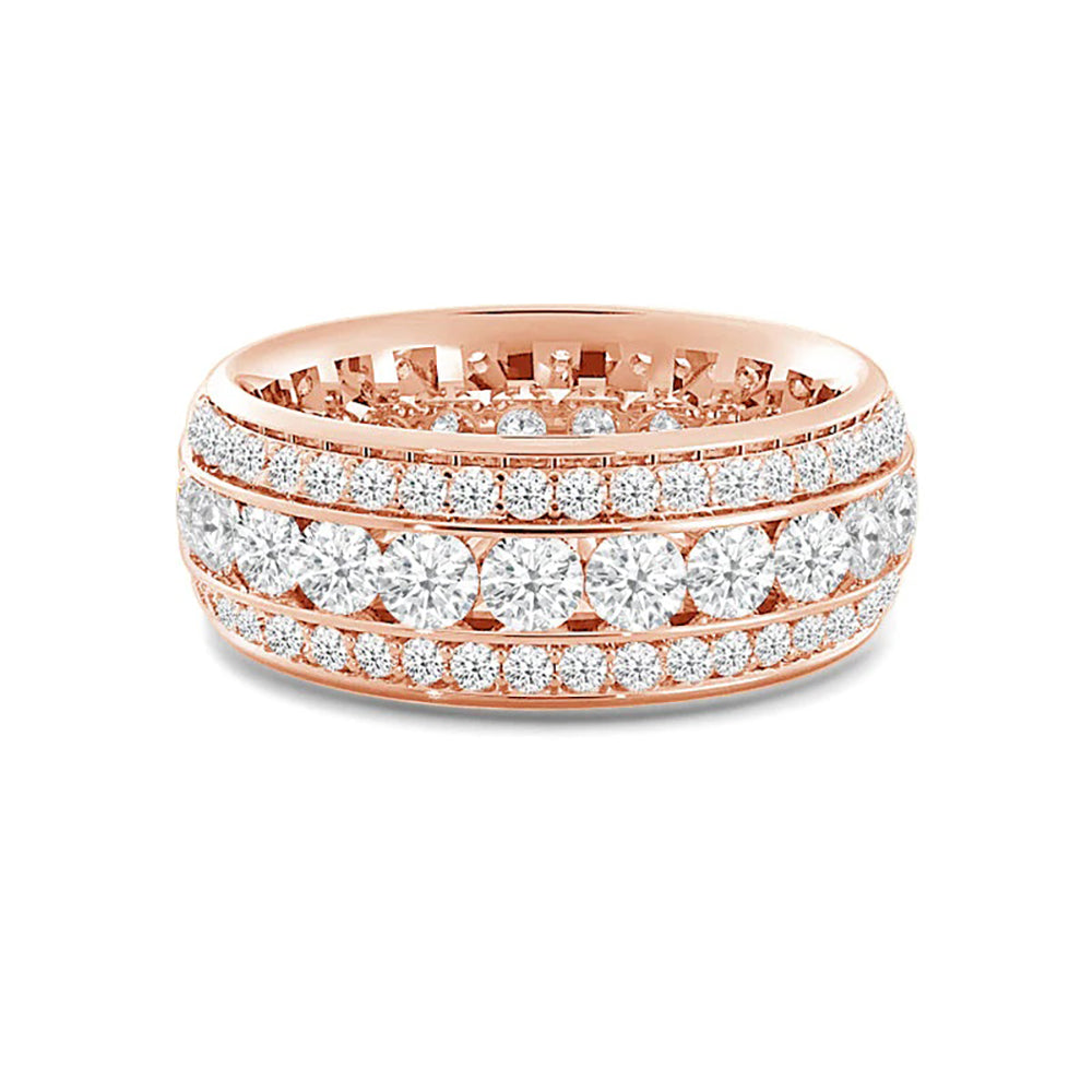 Channel Set Big and Small Diamond Eternity Ring (E+ VS+) with 18KT Rose Gold / Lab / 1 5/8 Cut Diamond in 14KT Rose Gold / Lab / 1 5/8 view 1
