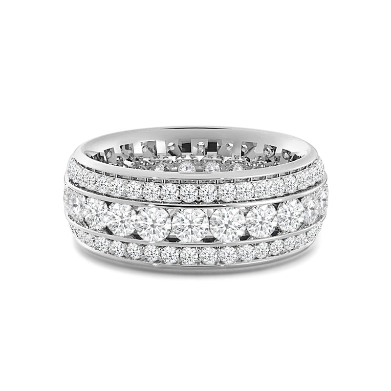 Channel Set Big and Small Diamond Eternity Ring (E+ VS+) with Platinum / Lab / 3 1/2 Cut Diamond in 14KT Platinum / Lab / 3 1/2 view 1
