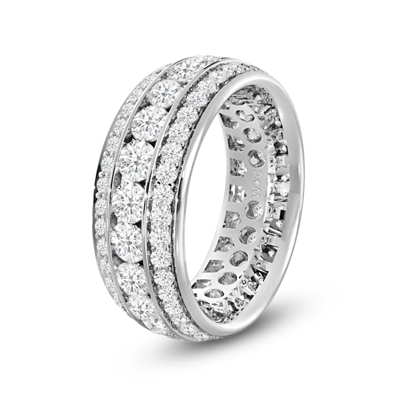 Channel Set Big and Small Diamond Eternity Ring (E+ VS+) with Platinum / Lab / 3 1/2 Cut Diamond in 14KT Platinum / Lab / 3 1/2 view 2

