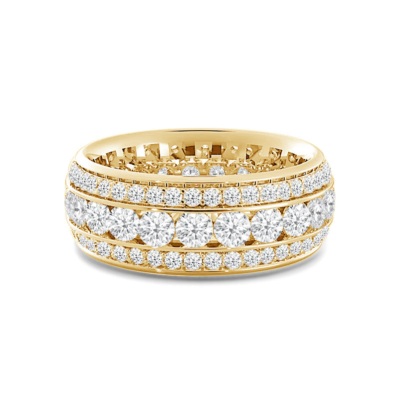 Channel Set Big and Small Diamond Eternity Ring (E+ VS+) with 18KT Yellow Gold / Lab / 3 1/2 Cut Diamond in 14KT Yellow Gold / Lab / 3 1/2 view 1
