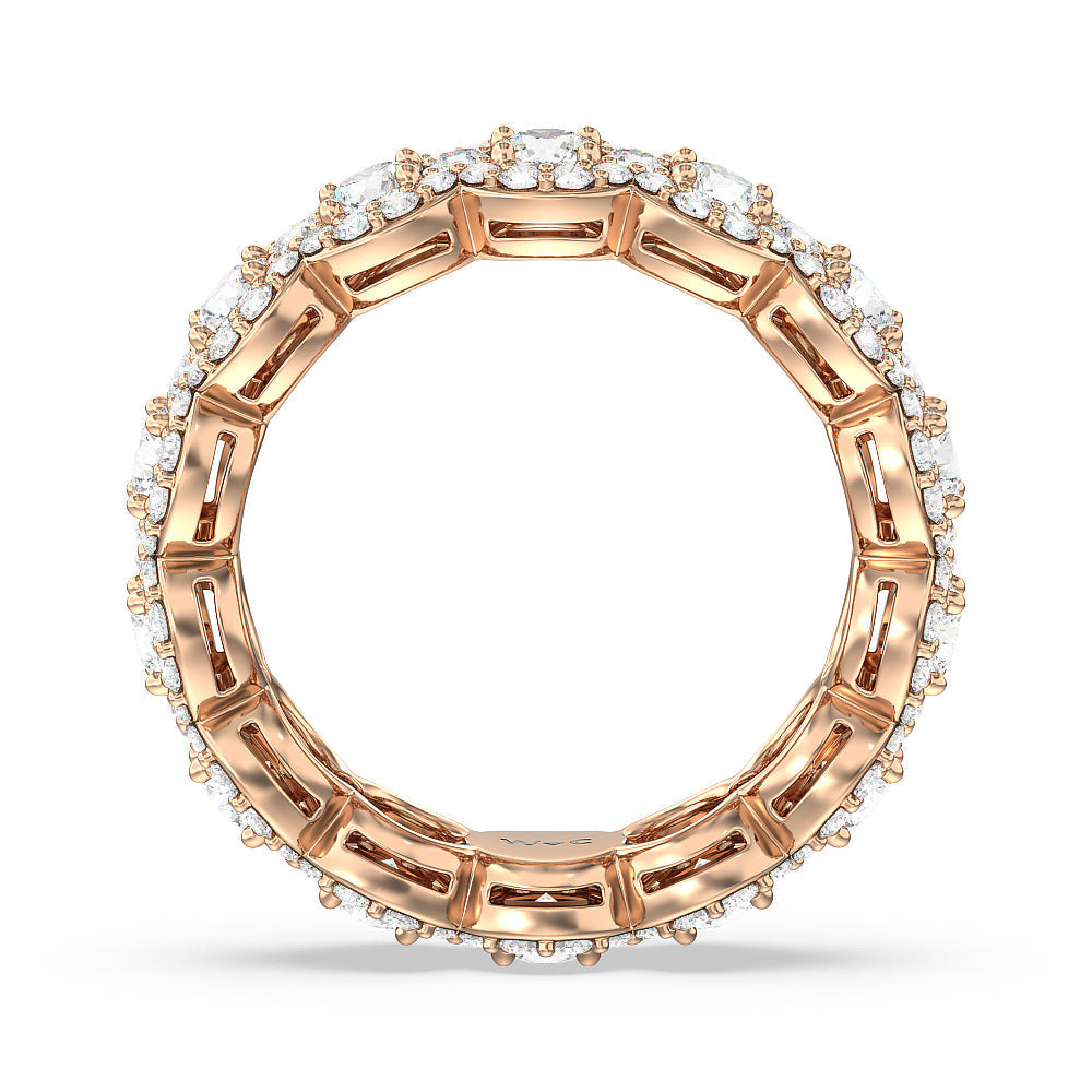 Round Halo Eternity Ring (E+ VS+) with 18KT Rose Gold / Lab / 3 3/8 Cut Diamond in 14KT Rose Gold / Lab / 3 3/8 view 3
