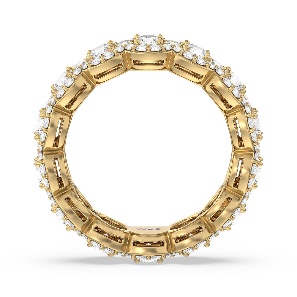 Round Halo Eternity Ring (E+ VS+) with 18KT Yellow Gold / Lab / 3 3/8 Cut Diamond in 14KT Yellow Gold / Lab / 3 3/8 view 3
