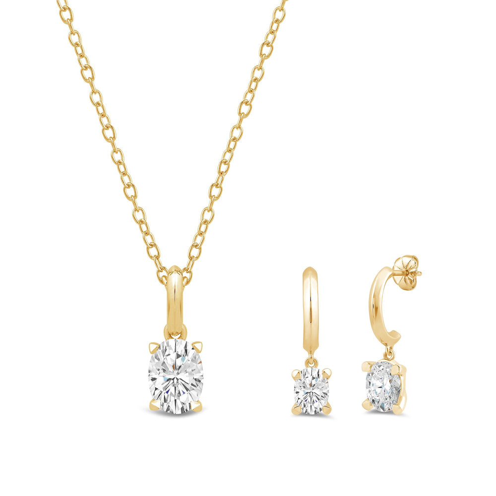 The Drop Oval Set with 2 1/2 Cut Diamond in 14KT Yellow Gold view 1
