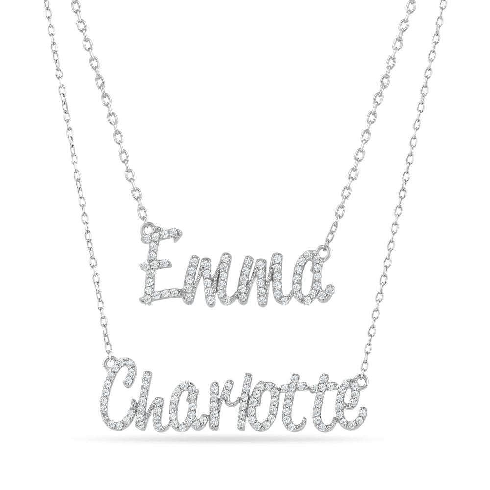 Personalized Name Necklace with Diamonds with 10 Cut Diamond in 14KT White Gold view 2
