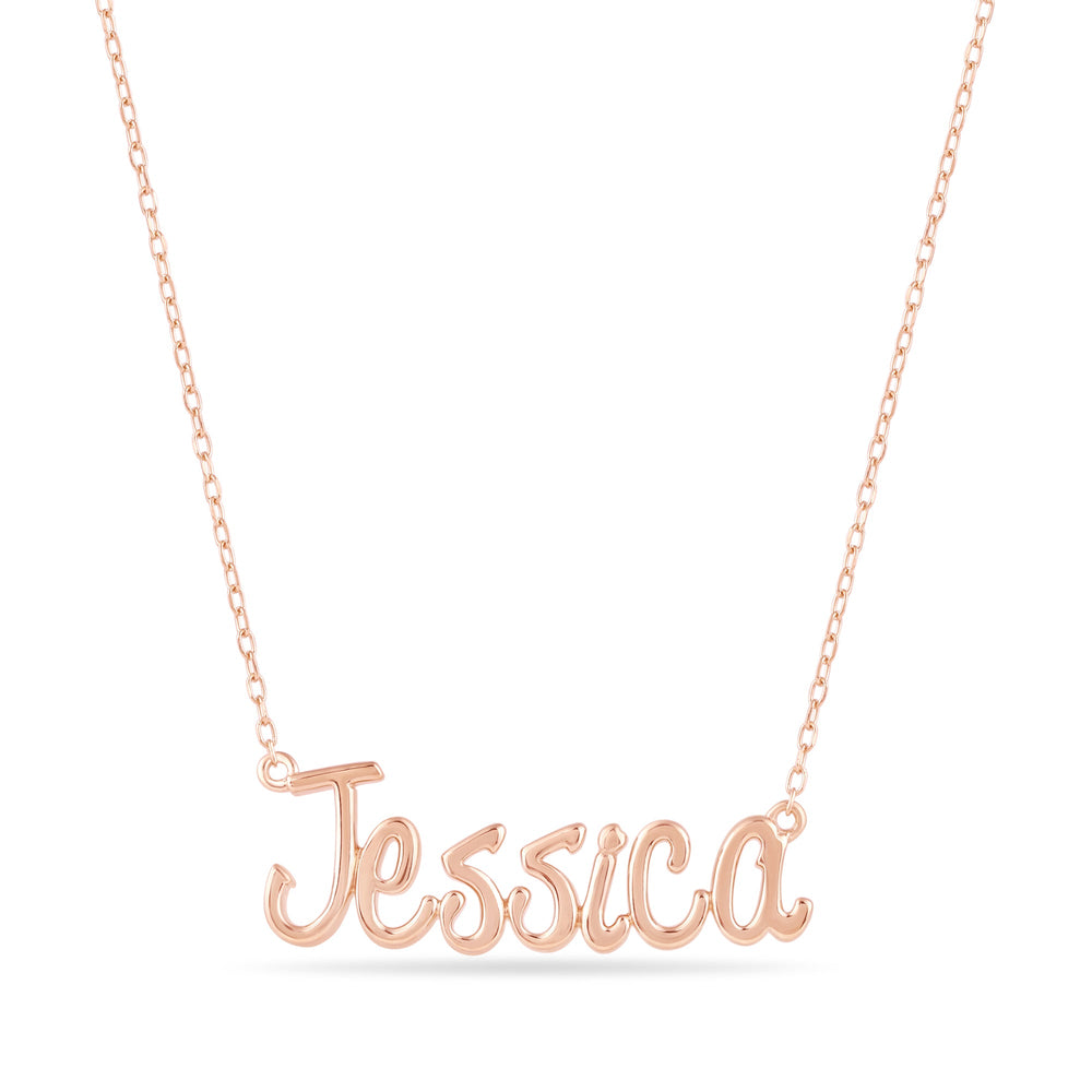 Personalized Name Necklace in Gold with 10 Cut Diamond in 14KT Rose Gold view 1
