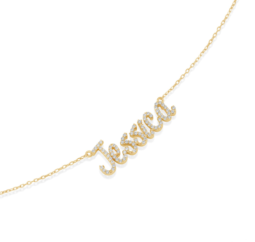 Personalized Name Necklace with Diamonds with 10 Cut Diamond in 14KT Yellow Gold view 4
