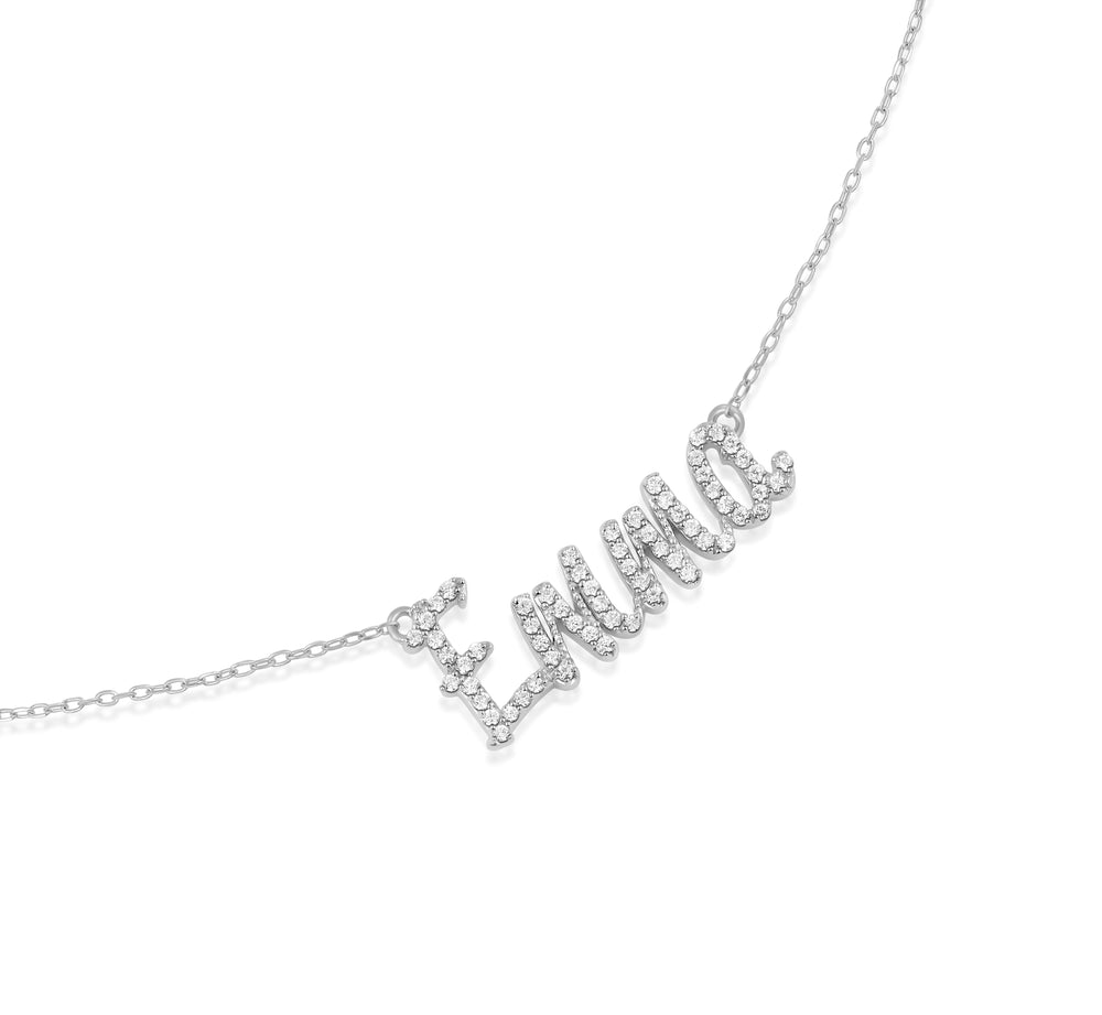 Personalized Name Necklace with Diamonds with 10 Cut Diamond in 14KT White Gold view 4
