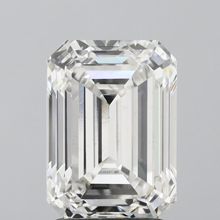 2.57 Carat Emerald Lab Diamond with  Cut Diamond in 14KT  view 1
