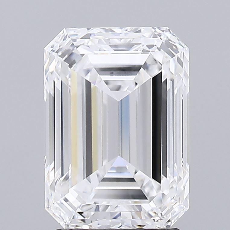 3.01 Carat Emerald Lab Diamond with  Cut Diamond in 14KT  view 1
