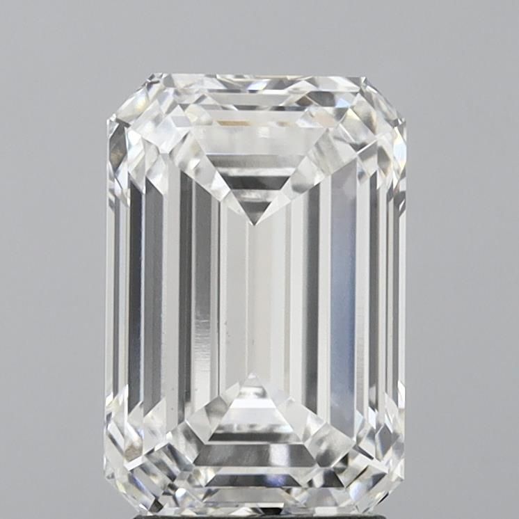3.36 Carat Emerald Lab Diamond with  Cut Diamond in 14KT  view 1
