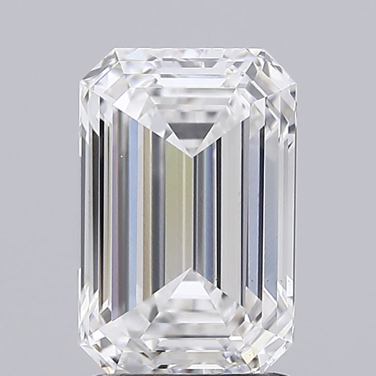 2.01 Carat Emerald Lab Diamond with  Cut Diamond in 14KT  view 1
