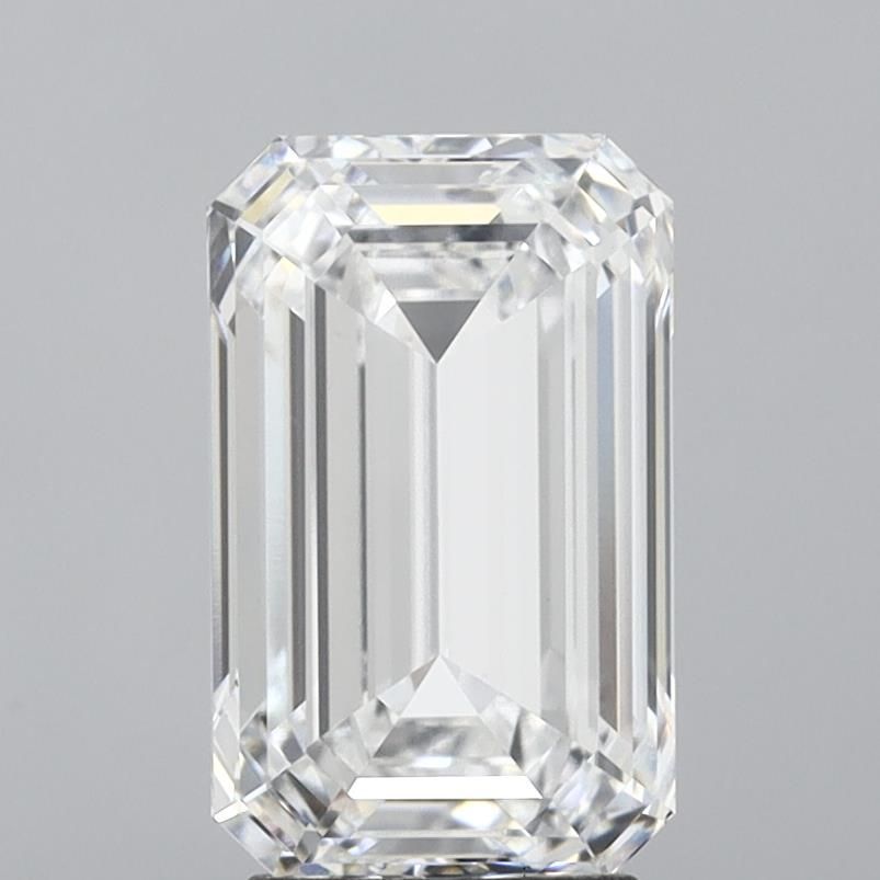 3.57 Carat Emerald Lab Diamond with  Cut Diamond in 14KT  view 1
