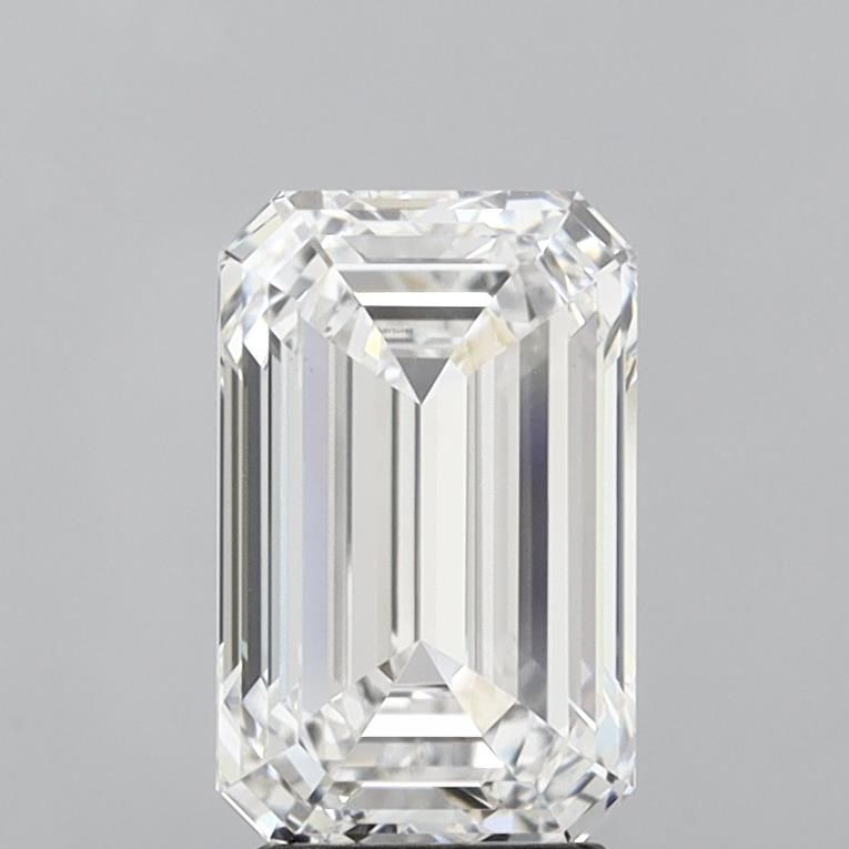 3.66 Carat Emerald Lab Diamond with  Cut Diamond in 14KT  view 1
