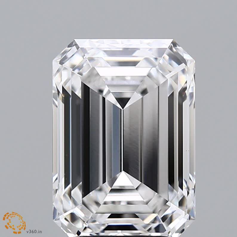 3.79 Carat Emerald Lab Diamond with  Cut Diamond in 14KT  view 1
