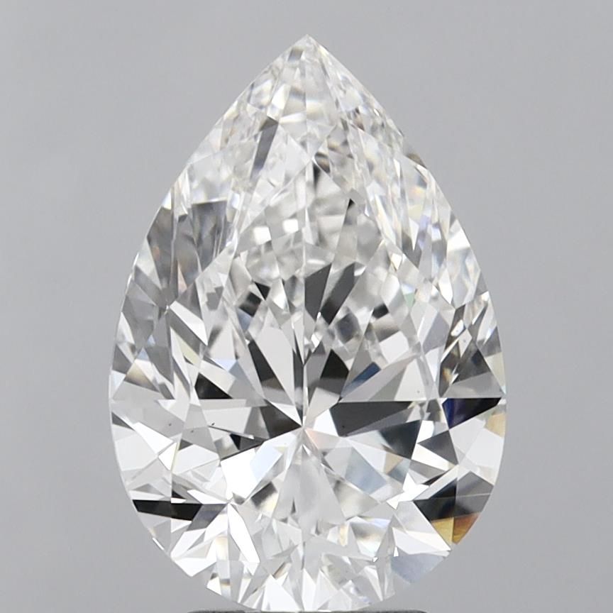 4.0 Carat Pear Lab Diamond with  Cut Diamond in 14KT  view 1

