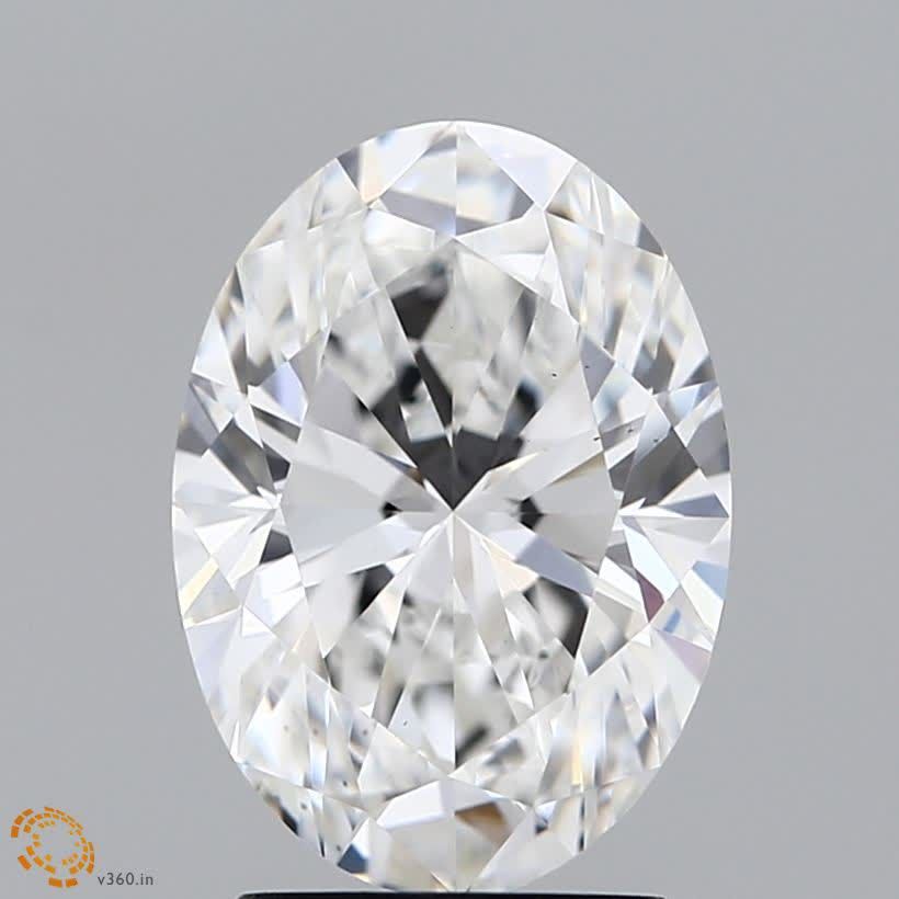 2.63 Carat Oval Lab Diamond with  Cut Diamond in 14KT  view 1
