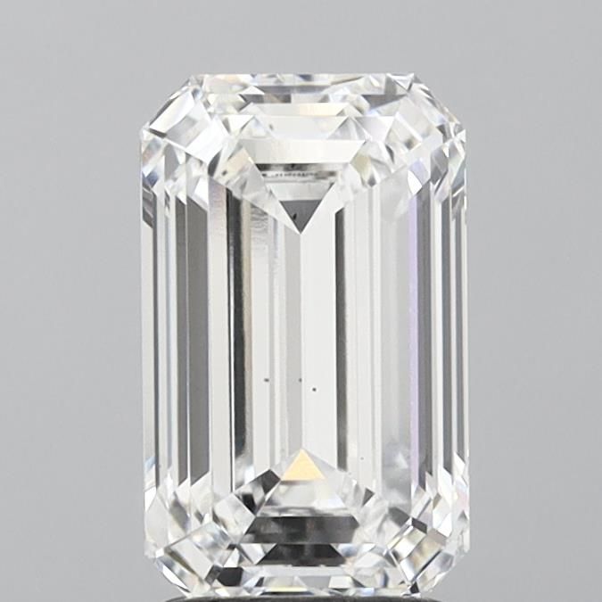 2.79 Carat Emerald Lab Diamond with  Cut Diamond in 14KT  view 1
