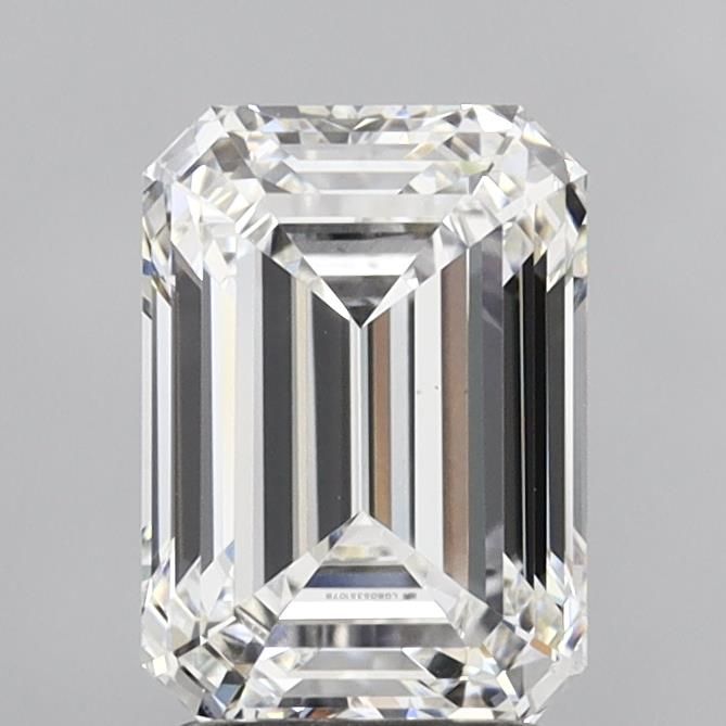 2.6 Carat Emerald Lab Diamond with  Cut Diamond in 14KT  view 1
