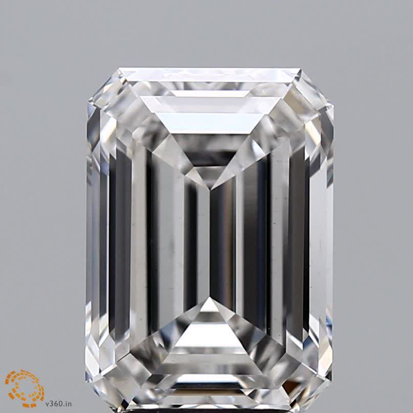 3.81 Carat Emerald Lab Diamond with  Cut Diamond in 14KT  view 1
