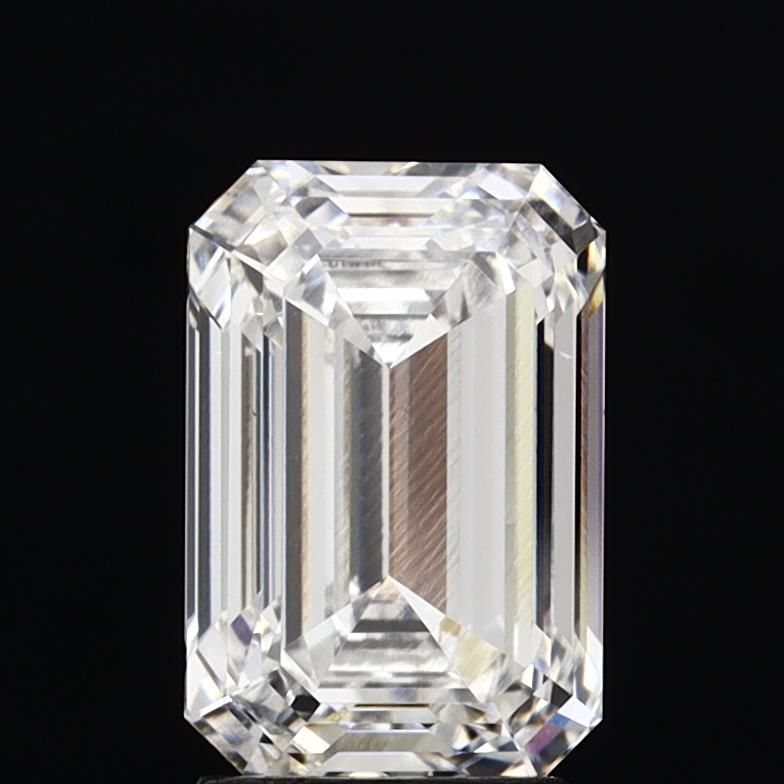 3.02 Carat Emerald Lab Diamond with  Cut Diamond in 14KT  view 1
