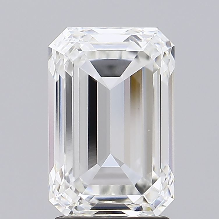 3.0 Carat Emerald Lab Diamond with  Cut Diamond in 14KT  view 1
