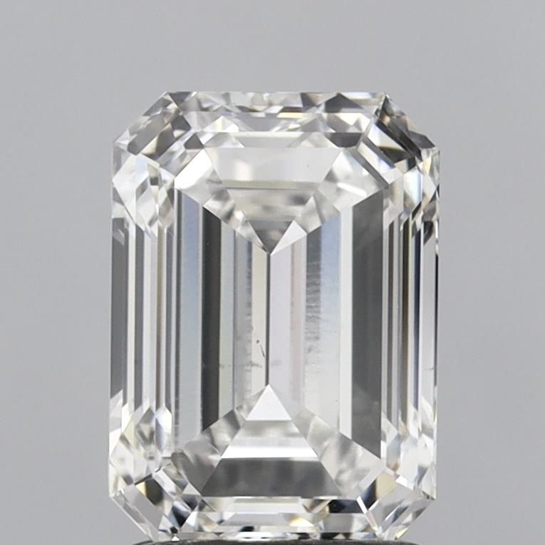 2.01 Carat Emerald Lab Diamond with  Cut Diamond in 14KT  view 1
