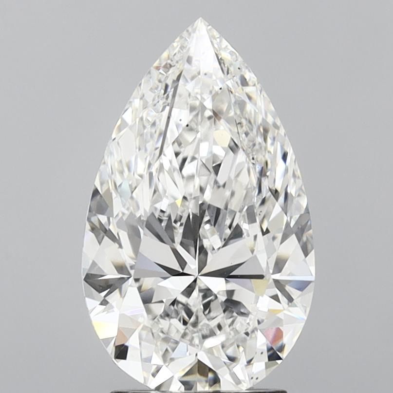 3.07 Carat Pear Lab Diamond with  Cut Diamond in 14KT  view 1
