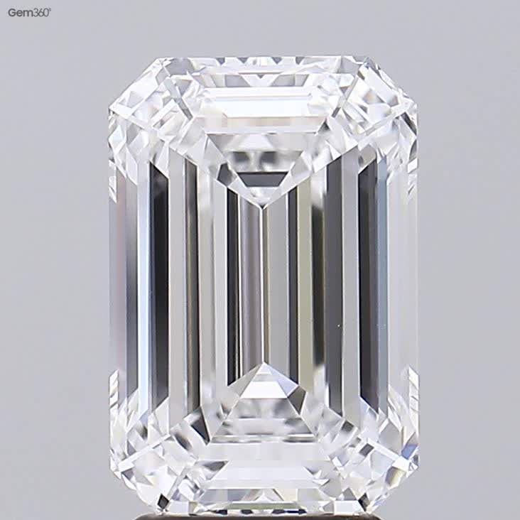 3.75 Carat Emerald Lab Diamond with  Cut Diamond in 14KT  view 1
