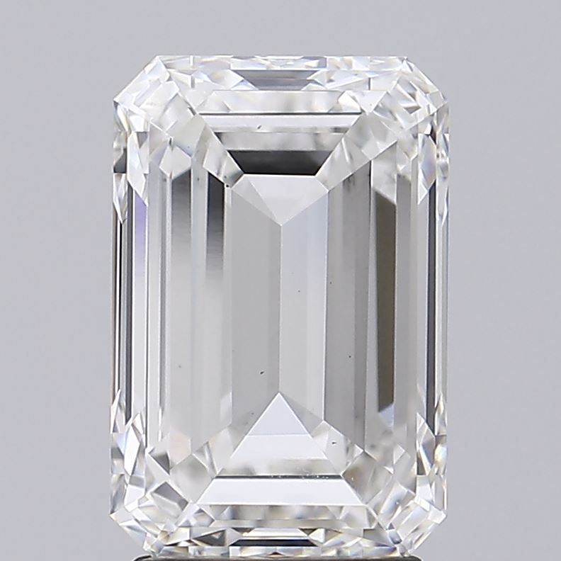 3.81 Carat Emerald Lab Diamond with  Cut Diamond in 14KT  view 1
