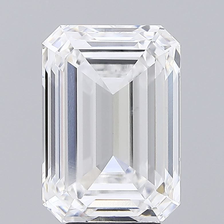 5.01 Carat Emerald Lab Diamond with  Cut Diamond in 14KT  view 1
