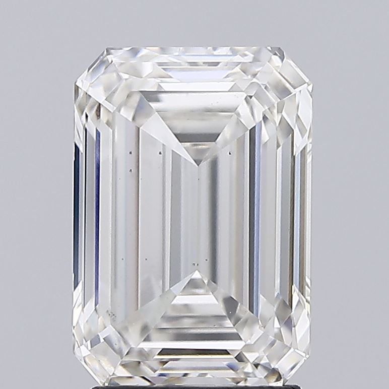 2.92 Carat Emerald Lab Diamond with  Cut Diamond in 14KT  view 1
