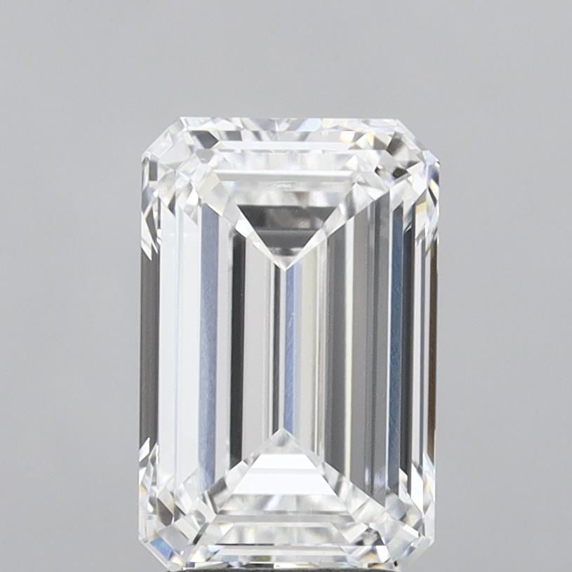 3.12 Carat Emerald Lab Diamond with  Cut Diamond in 14KT  view 1
