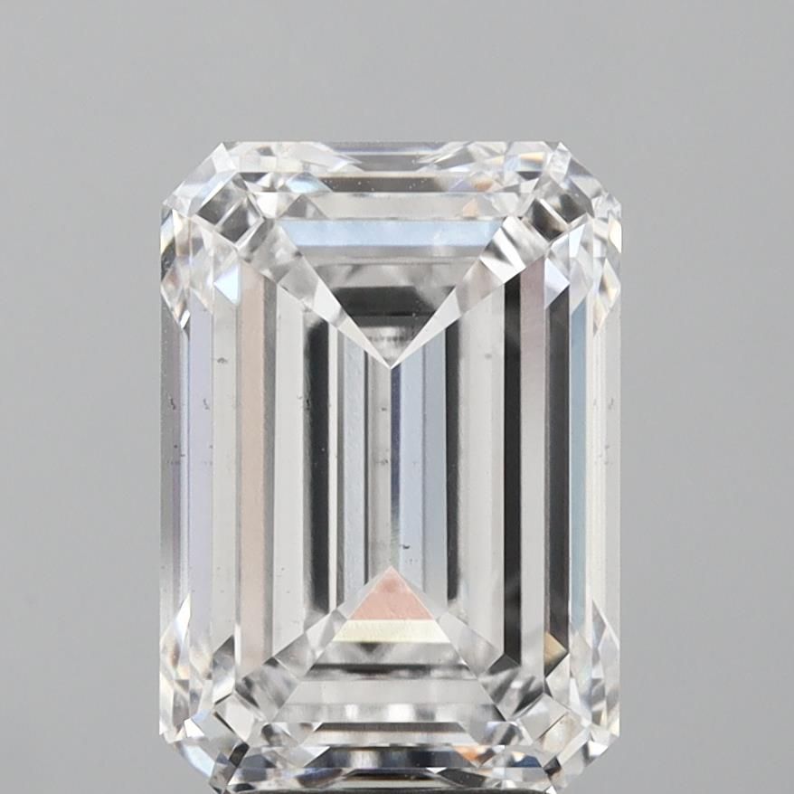 4.26 Carat Emerald Lab Diamond with  Cut Diamond in 14KT  view 1

