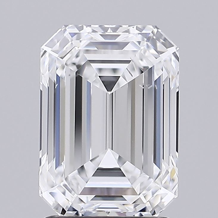 2.06 Carat Emerald Lab Diamond with  Cut Diamond in 14KT  view 1
