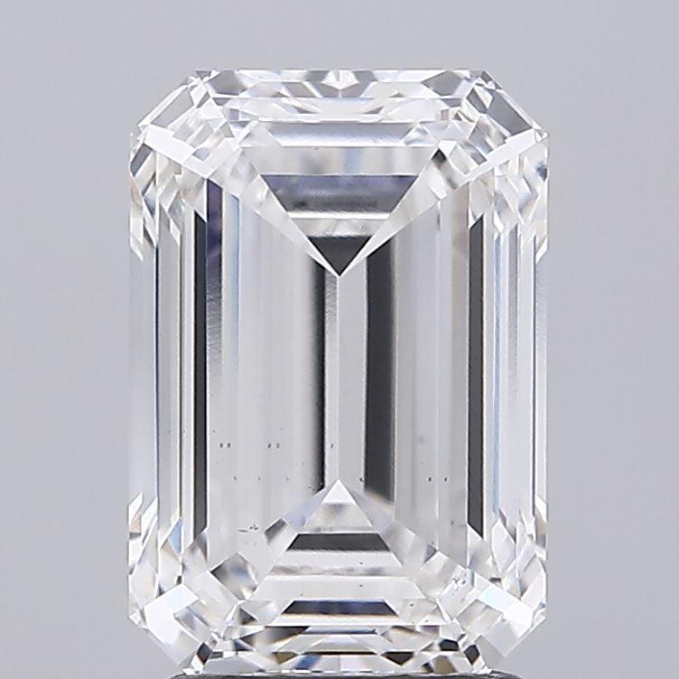 2.58 Carat Emerald Lab Diamond with  Cut Diamond in 14KT  view 1
